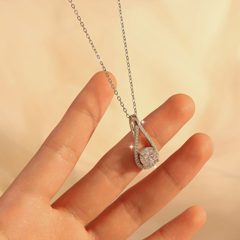 Elegant Heart & Teardrop S925 Silver Necklace