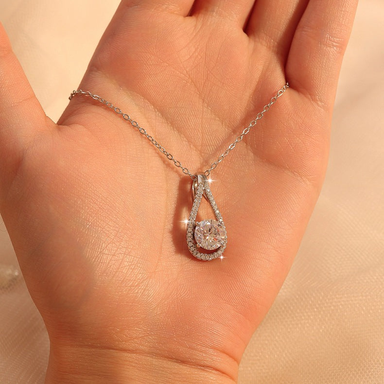 Elegant Heart & Teardrop S925 Silver Necklace