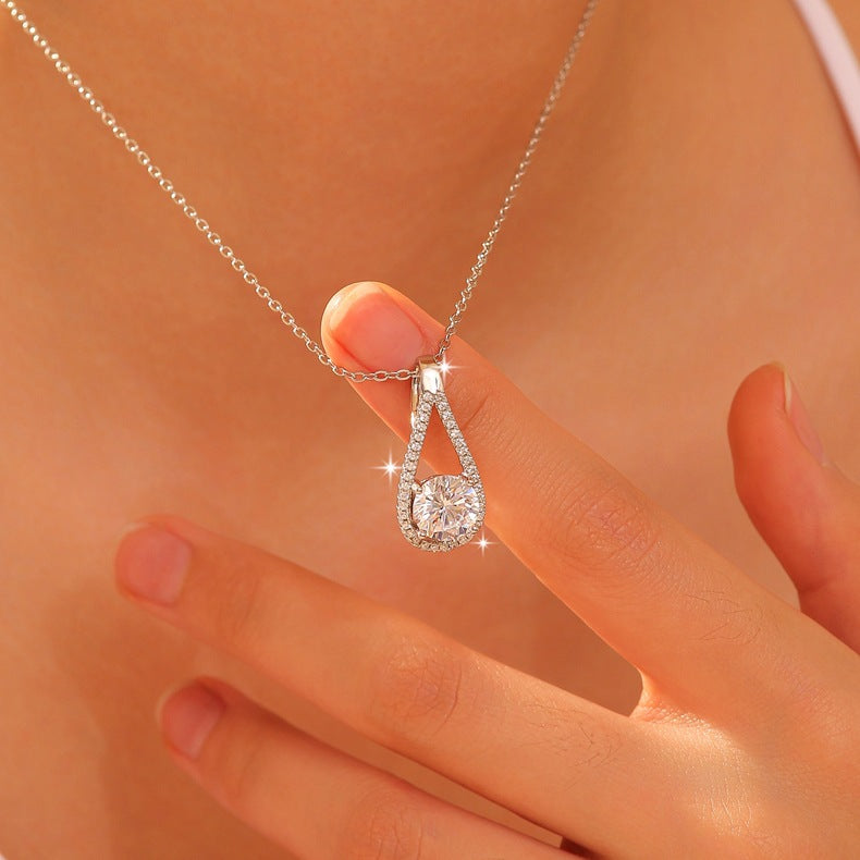 Elegant Heart & Teardrop S925 Silver Necklace